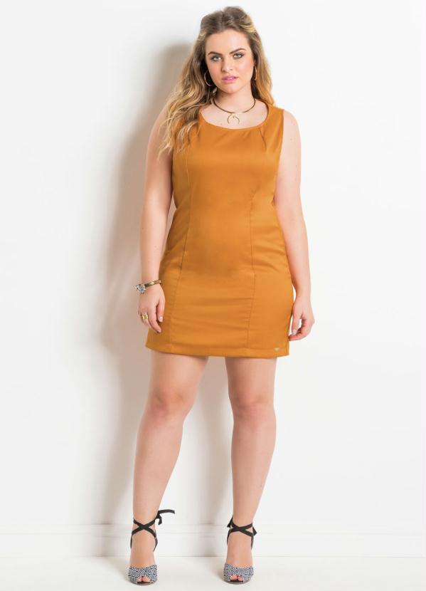 Quintess - Vestido Tubinho Laranja Plus Size Quintess 1