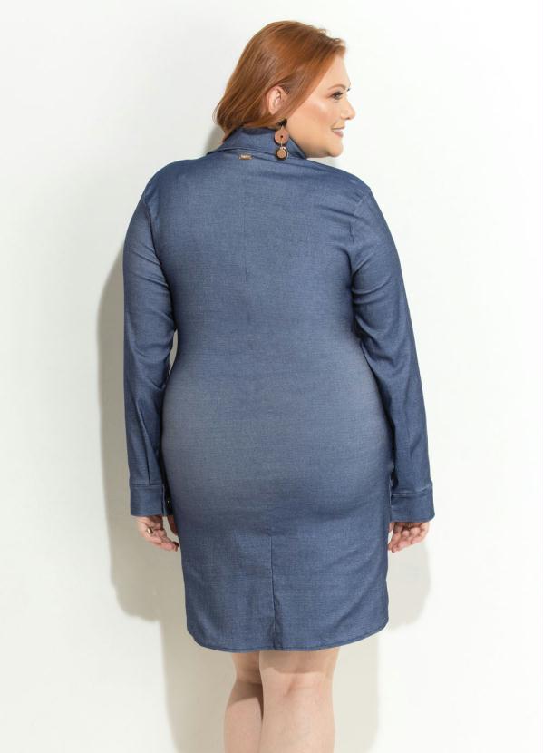 Quintess - Vestido Azul com Amarração Plus Size Quintess 2