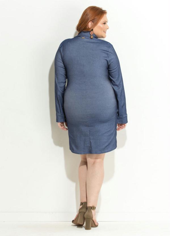 Quintess - Vestido Azul com Amarração Plus Size Quintess 4