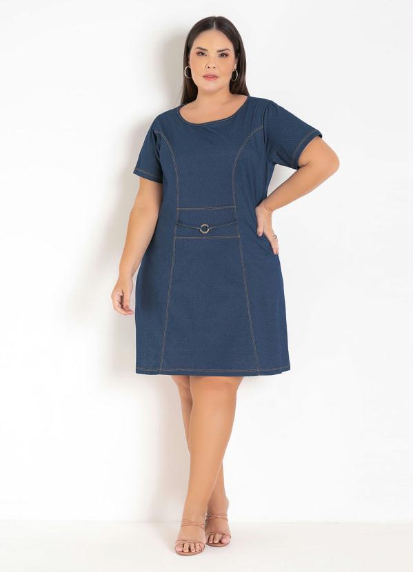Marguerite - Vestido Azul Jeans com Fivela Plus Size 3