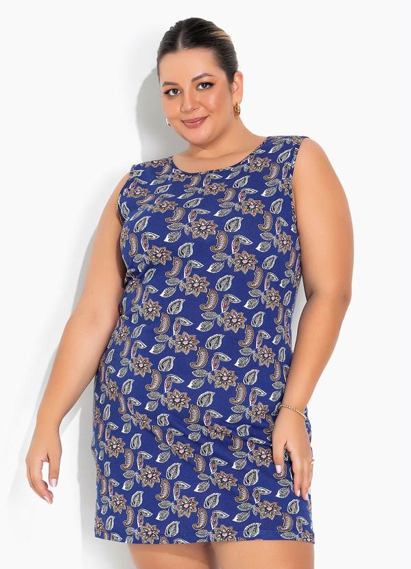 Vestido Cashmere Azul Com Amarração Plus Size Marguerite