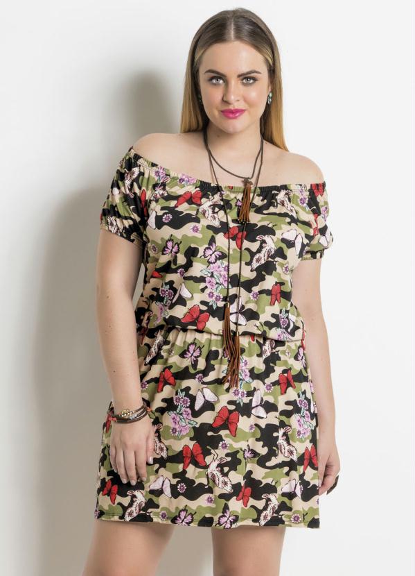 Vestido Ciganinha Camuflado Plus Size Quintess Quintess