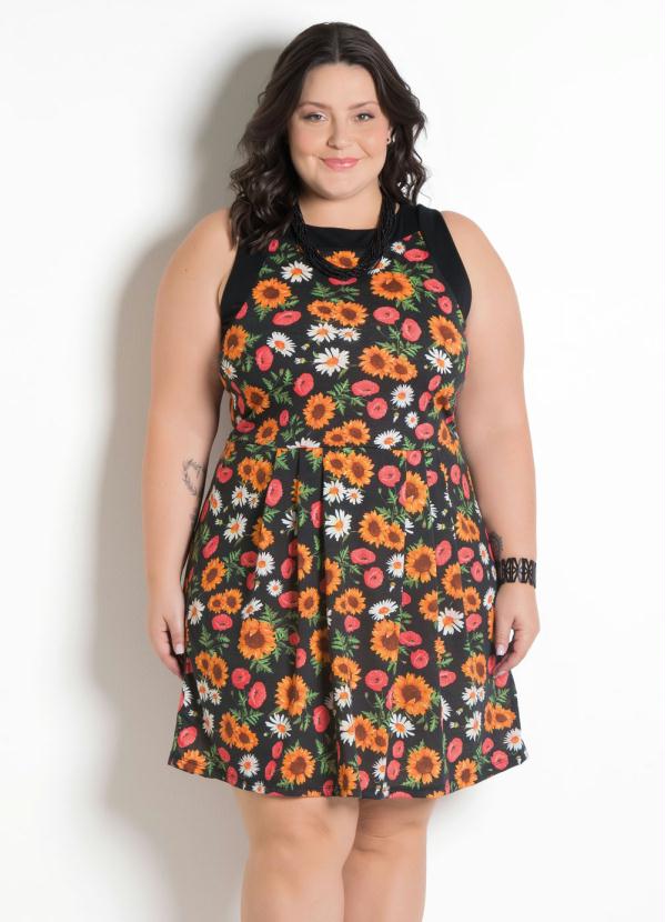 Vestido Com Pregas Plus Size Floral Marguerite