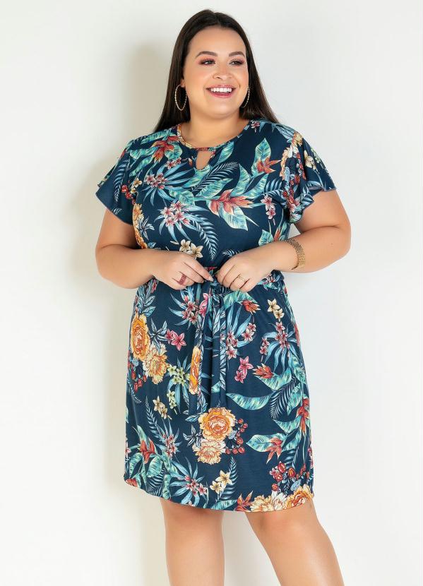 Vestido Curto Floral Com Frufru Plus Size Marguerite