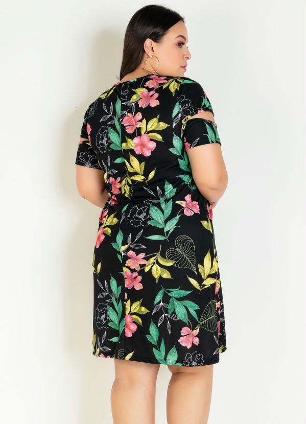 Marguerite - Vestido Curto Floral Mangas Vazadas Plus Size 2