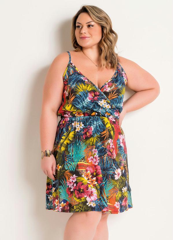 Marguerite - Vestido de Alças Plus Size Tropical