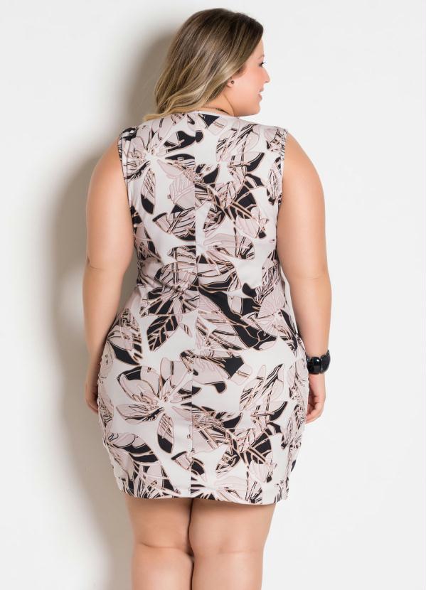 Marguerite Vestido Envelope com Argola Plus Size Folhagem