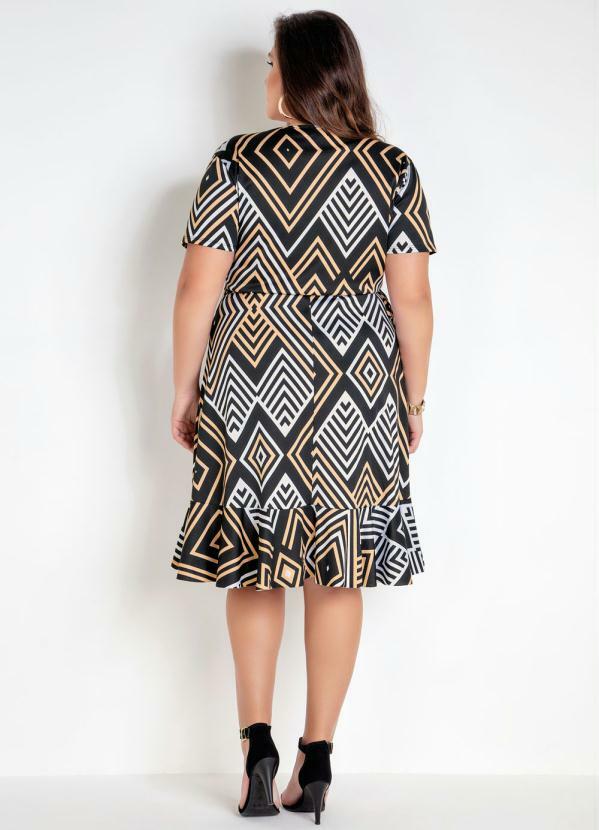 vestido transpassado estampado
