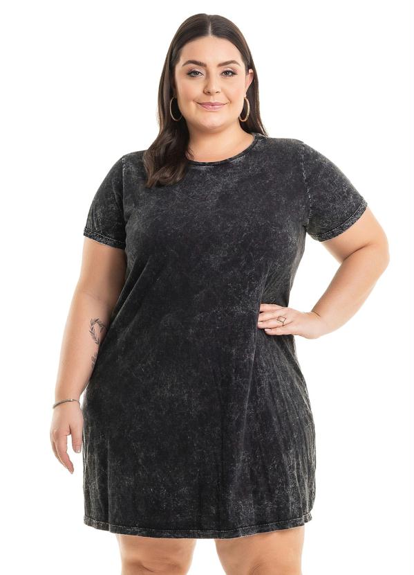 Miss Masy Plus - Vestido Estonado Preto