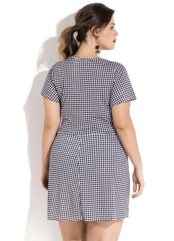 Quintess - Vestido Evasê Xadrez Vichy Plus Size Quintess 3