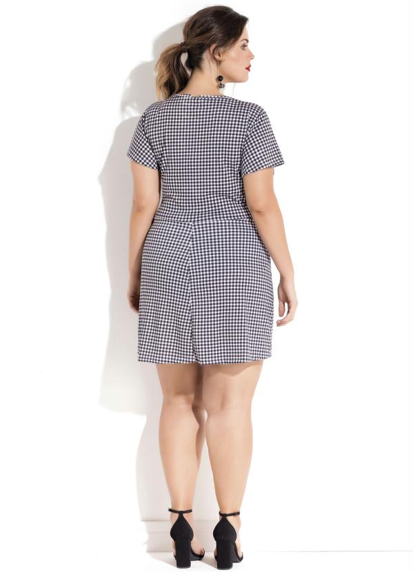 Quintess - Vestido Evasê Xadrez Vichy Plus Size Quintess 6