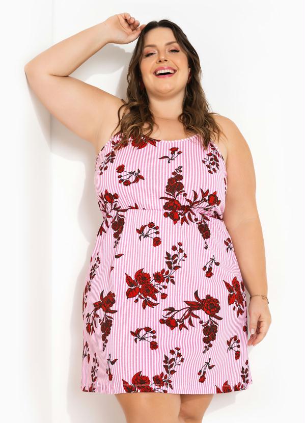 Vestido Floral E Listras Com Al As Plus Size Marguerite