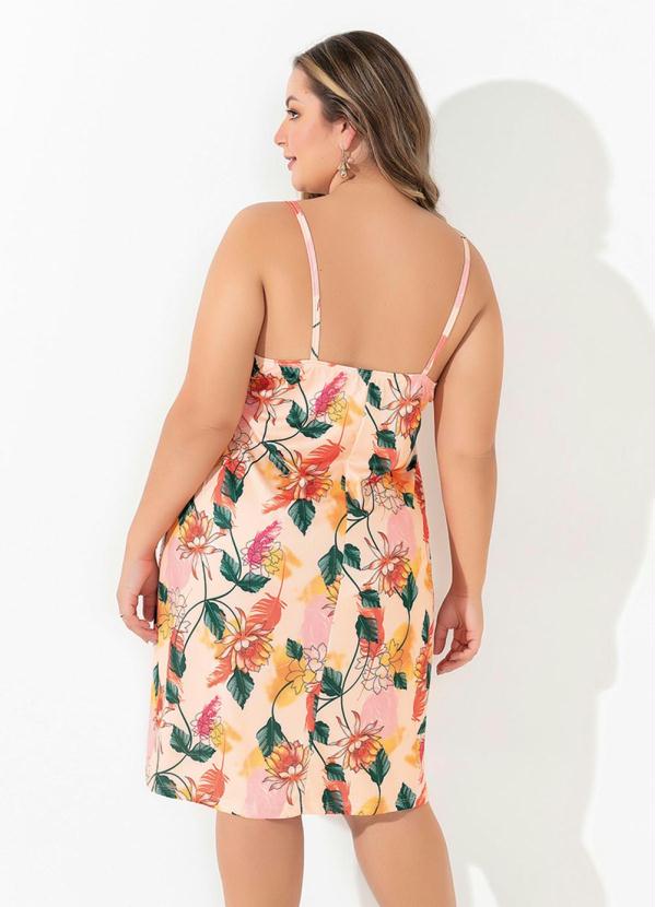Marguerite - Vestido Floral Laranja com Franzido Plus Size 2