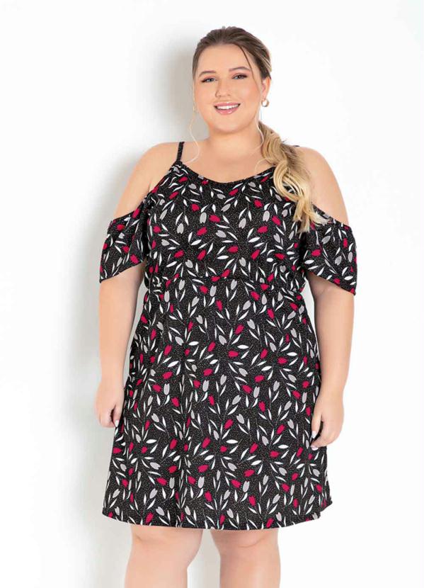 Vestido Floral Preto Com Alcinhas Plus Size Marguerite