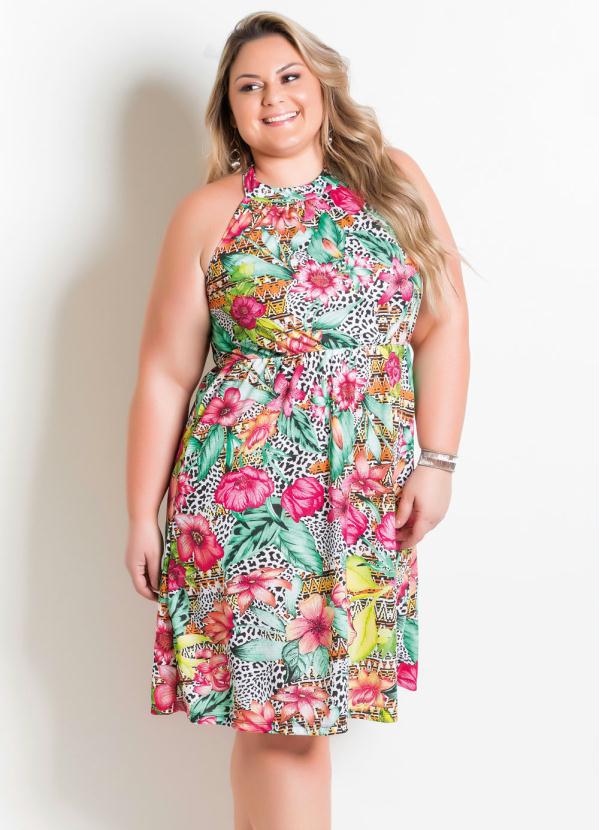 vestido frente unica plus size