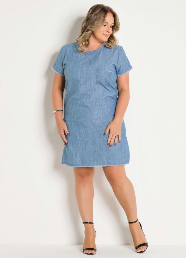 vestido jeans curto plus size