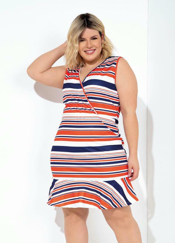 Marguerite - Vestido Listrado com Babado Plus Size