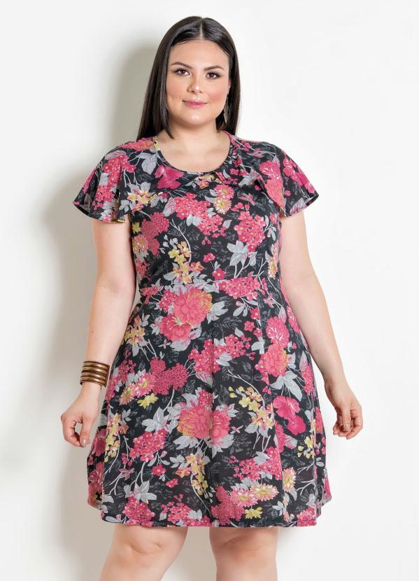 Marguerite - Vestido Manga Capa Plus Size Floral