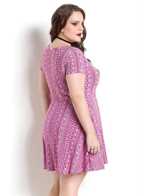 Quintess - Vestido Manga Curta Quintess Étnico Plus Size 2