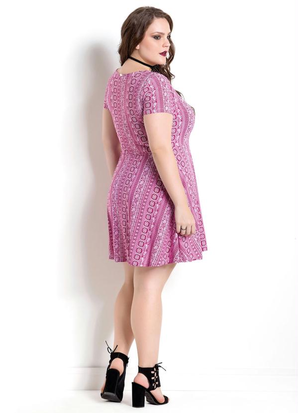 Quintess - Vestido Manga Curta Quintess Étnico Plus Size 4