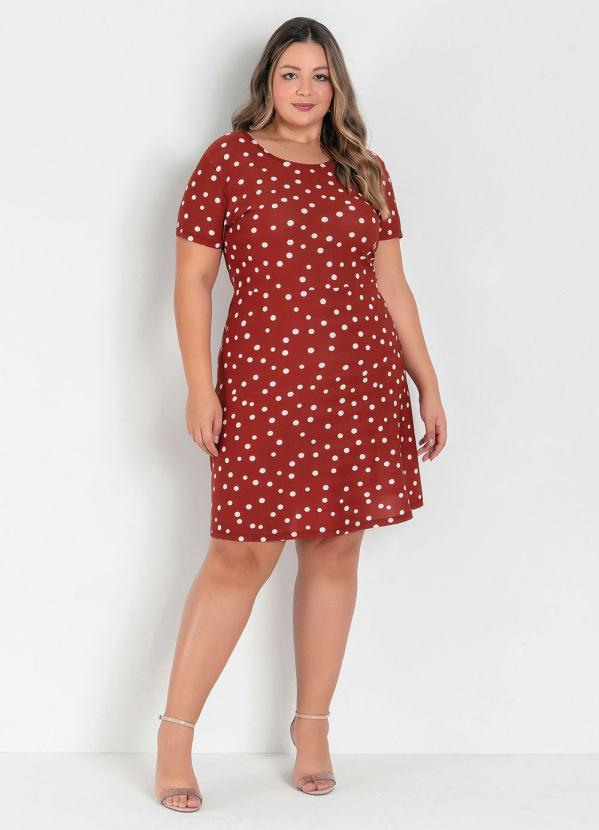 Marguerite - Vestido Marrom Evasê com Mangas Curtas Plus Size 3