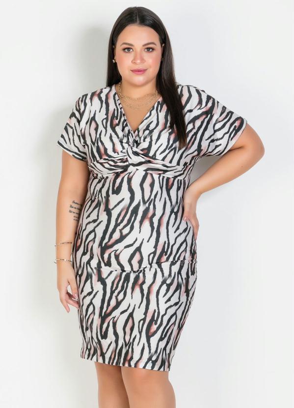 Mink - Vestido Plus Size Animal Print com Torção