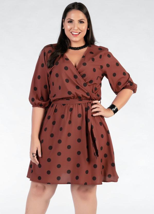 Mink Vestido Plus Size Poá com Amarração