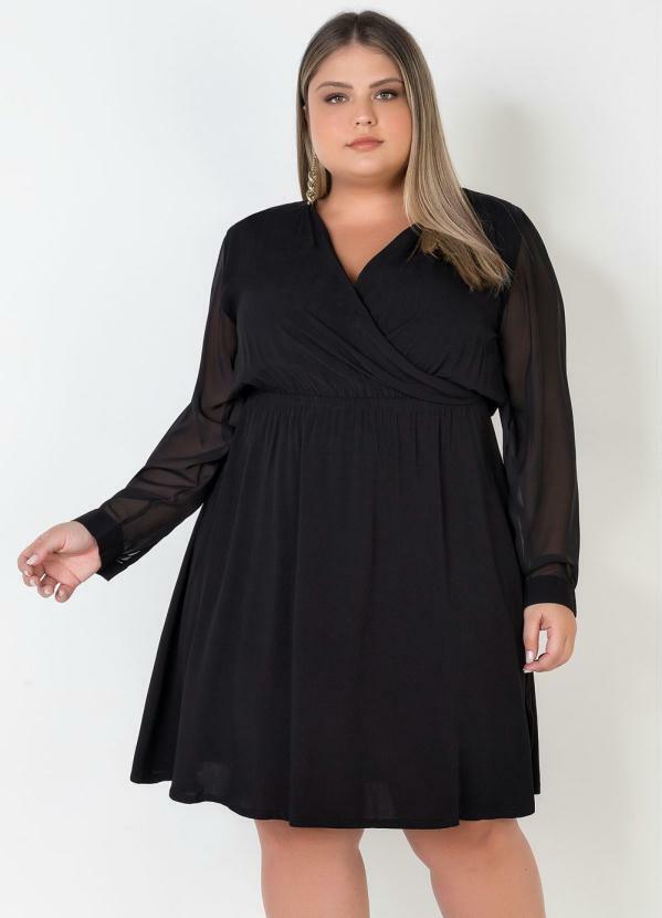 Mink - Vestido Plus Size Preto com Transparente