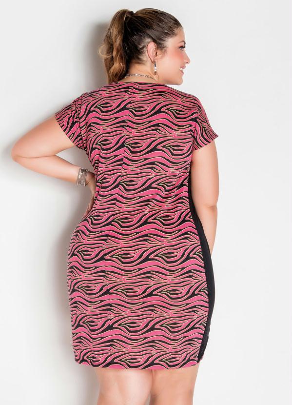 Marguerite - Vestido Plus Size Preto Zebra com Sobreposição 2