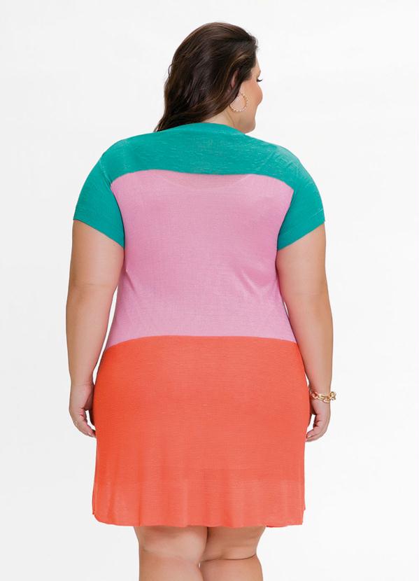 Outlet - Vestido Plus Size Tricolor em Tricô 3