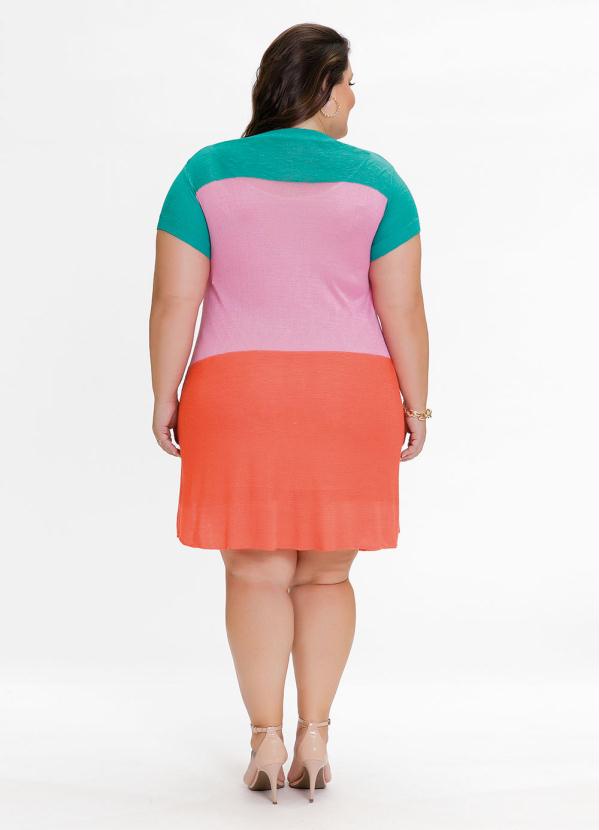 Outlet - Vestido Plus Size Tricolor em Tricô 5