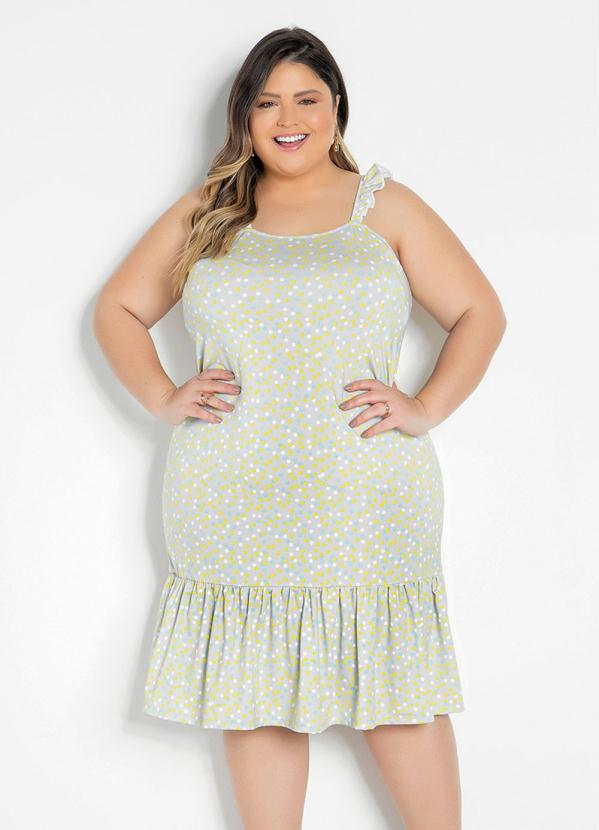 Vestido Poá Cinza Com Babadinhos Plus Size Marguerite