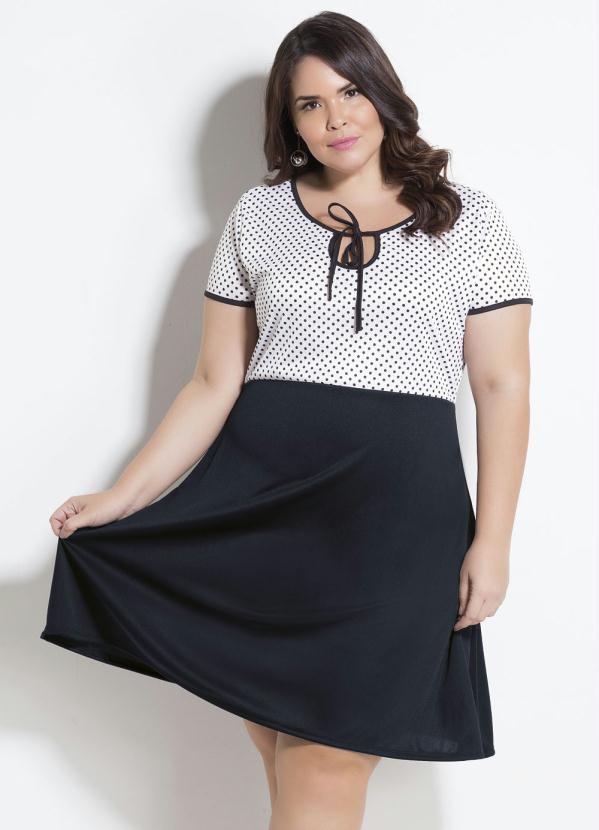 Vestido Poá E Preto Plus Size Marguerite Marguerite