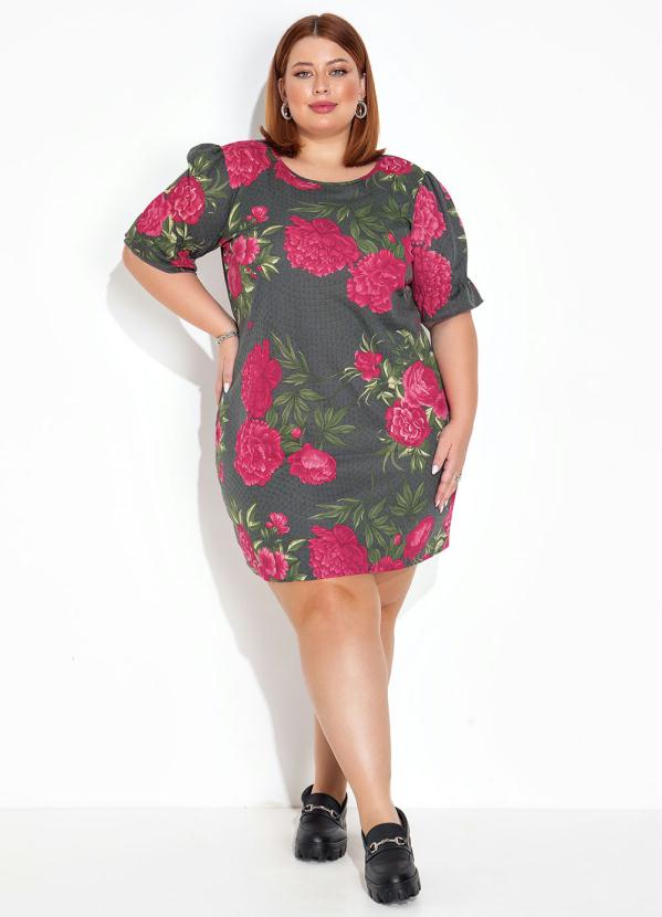 Marguerite - Vestido Poá Preto com Mangas Curtas Plus Size 2