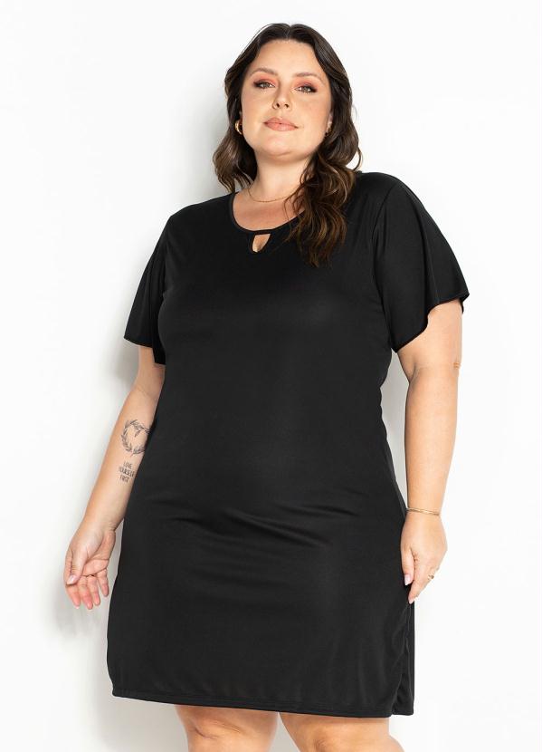 Marguerite - Vestido Preto com Mangas Amplas Plus Size