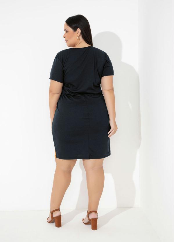 Marguerite - Vestido Preto e Caramelo com Recortes Plus Size 2