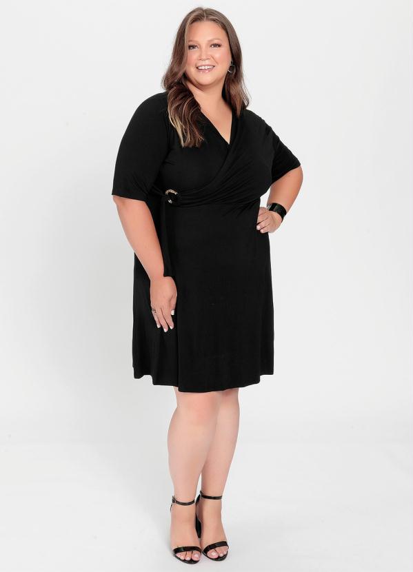 Outlet - Vestido Preto Transpassado com Argola 3