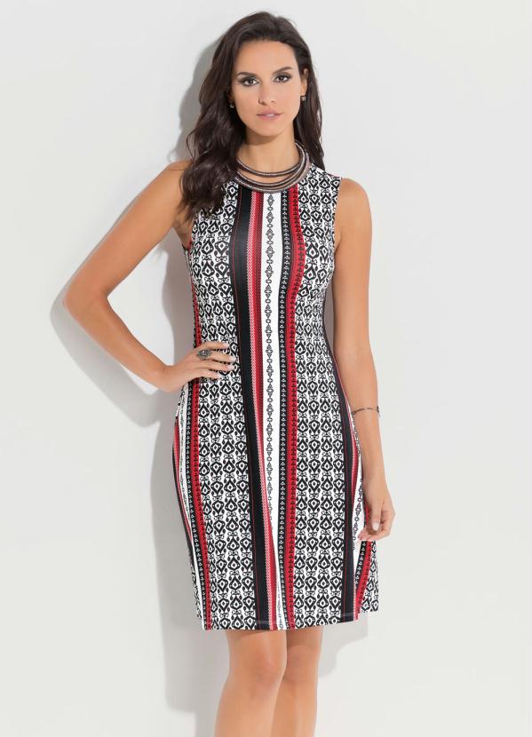 Quintess - Vestido Quintess Étnico Preto sem Manga