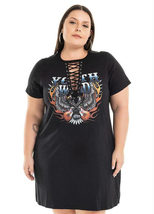 Miss Masy Plus - Vestido Rocker Preto