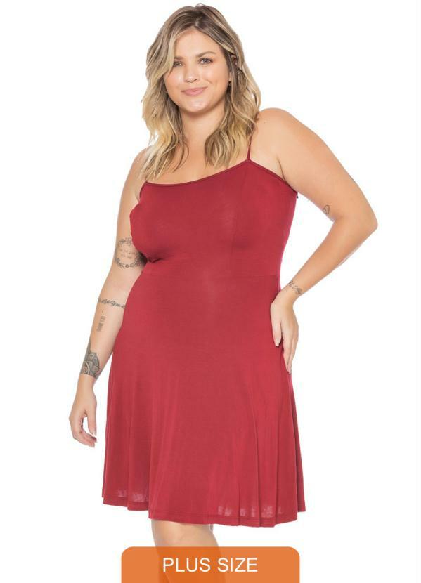 Miss Masy Plus - Vestido Rodado com Alça Bordo