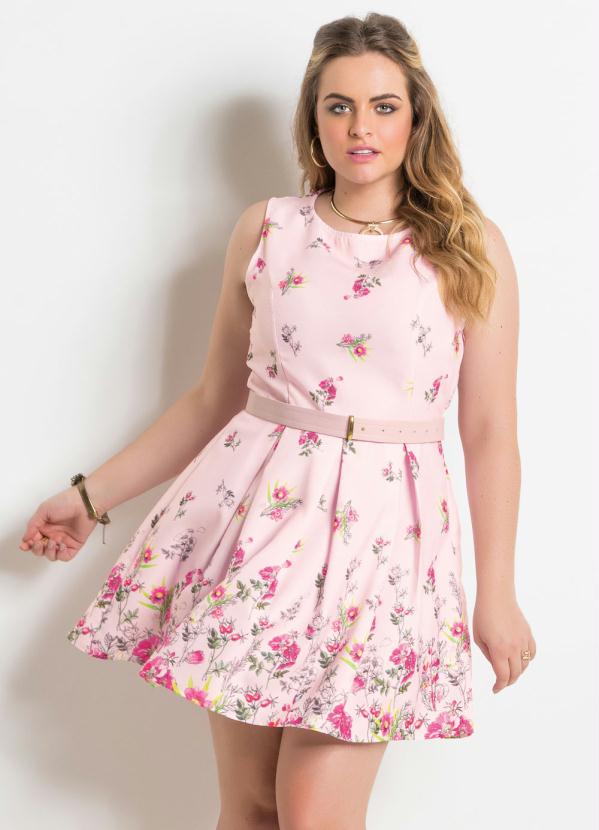 Quintess - Vestido sem Mangas Floral Rosa Plus Size 2