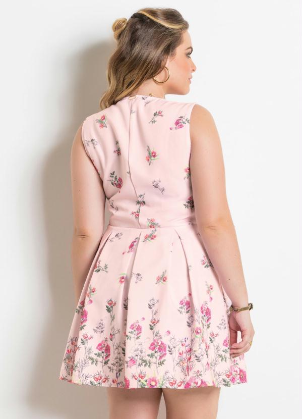 Quintess - Vestido sem Mangas Floral Rosa Plus Size 3