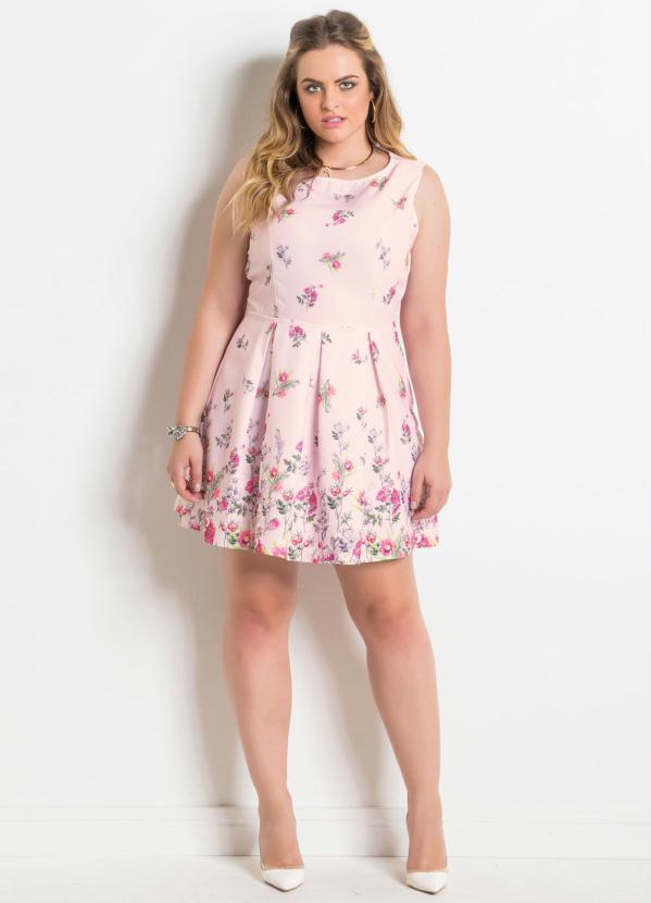 Quintess - Vestido sem Mangas Floral Rosa Plus Size 4