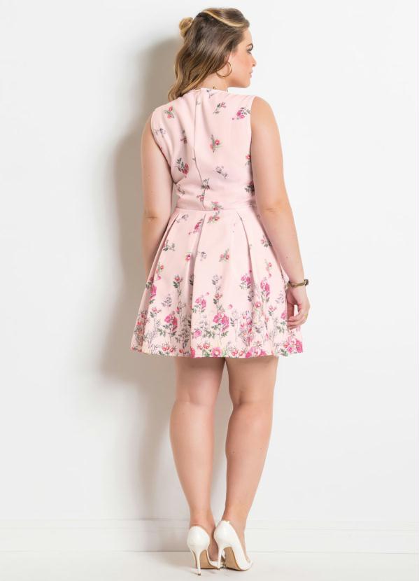 Quintess - Vestido sem Mangas Floral Rosa Plus Size 6