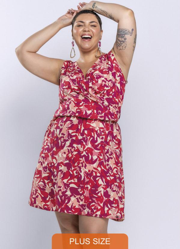 Maelle - Vestido Silhuetas Transpassado Vermelho