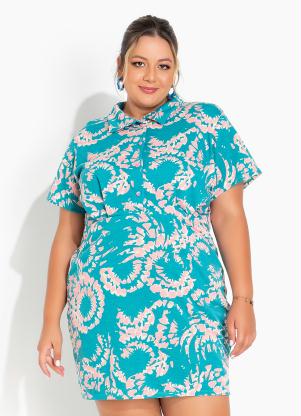 Marguerite - Vestido Tie Dye com Botões e Pregas Plus Size - MARGUERITE