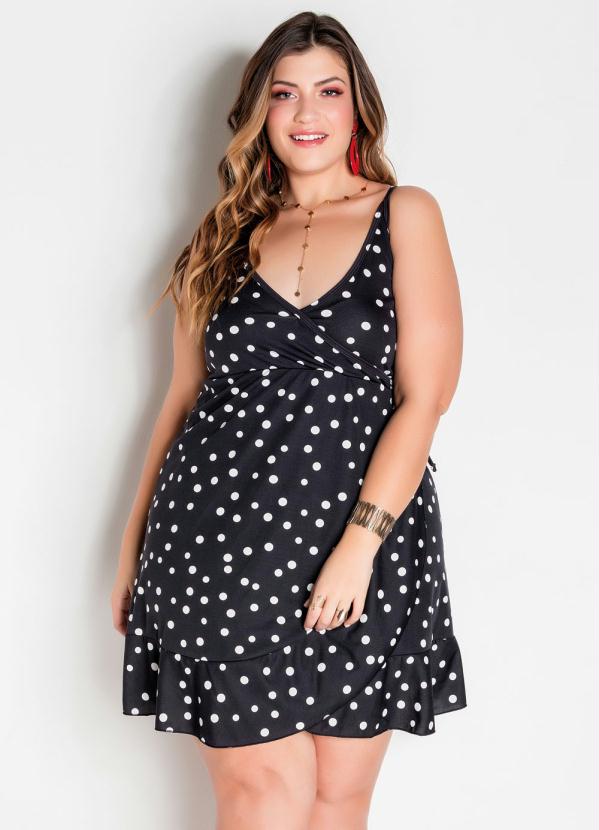 Vestido Transpassado De Alças Poá Plus Size Marguerite