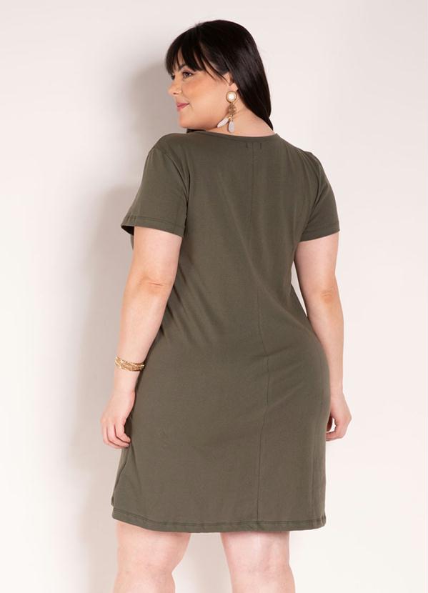 Marguerite - Vestido Verde Militar com Faixa Grátis Plus Size 2