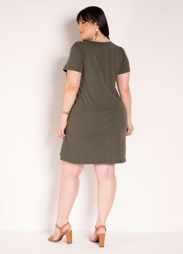 Marguerite - Vestido Verde Militar com Faixa Grátis Plus Size 4