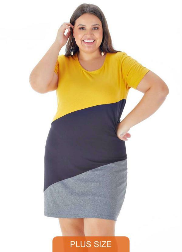 Lepoque - Vestido Viscolycra com Recortes Amarelo